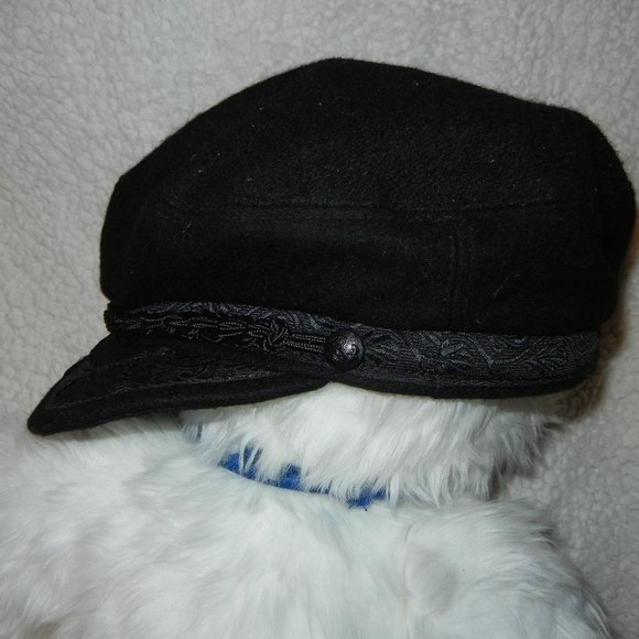 Vintage Authentic Greek Fisherman Cap Hat Black Wool 7 3/8 - Picture 1 of 6